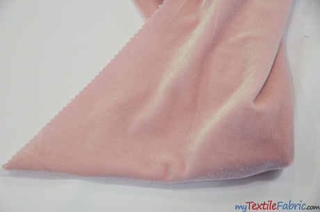 Soft and Plush Stretch Velvet Fabric | Stretch Velvet Spandex | 58" Wide | Spandex Velour for Apparel, Costume, Cosplay, Drapes | Fabric mytextilefabric Yards Blush Pink 