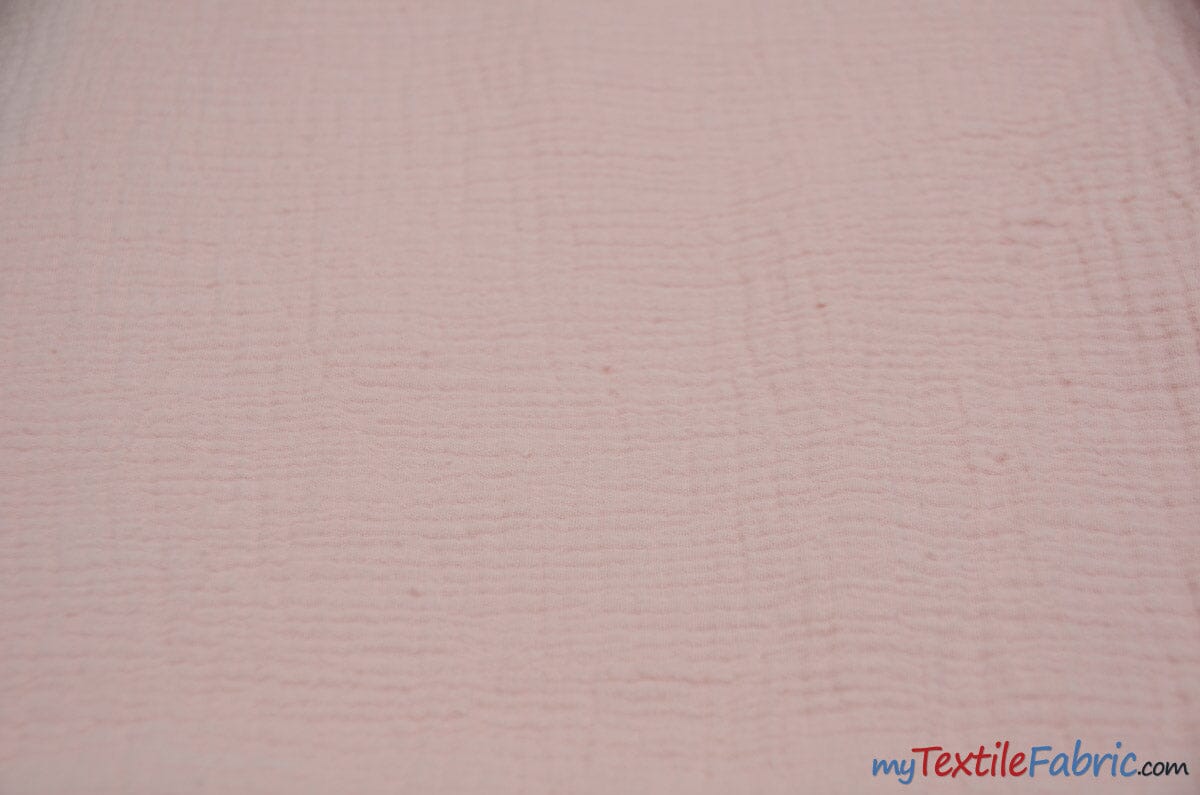 Double Layer Cotton Gauze Fabric | Soft Double Layer Muslin | 48" Wide | Double Cotton Gauze Fabric | Fabric mytextilefabric Yards Blush Pink 
