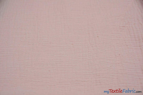 Double Layer Cotton Gauze Fabric | Soft Double Layer Muslin | 48" Wide | Double Cotton Gauze Fabric | Fabric mytextilefabric Yards Blush Pink 