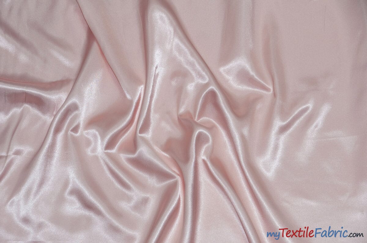 Silky Soft Medium Satin Fabric | Lightweight Event Drapery Satin | 60" Wide | Economic Satin by the Wholesale Bolt | Fabric mytextilefabric Bolts Blush Pink 