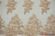 Camilla Embroidery Fabric | Bridal Lace Design YX 1098 | 52" Wide | Fabric mytextilefabric Yards Blush 