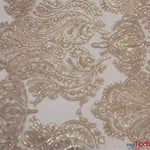 Load image into Gallery viewer, Medallion Bridal Lace | Sequins Damask Embroidery | 52&quot; Wide | Lace Wedding Dress | Sequins Lace Fabric | Fabric mytextilefabric Yards Blush 
