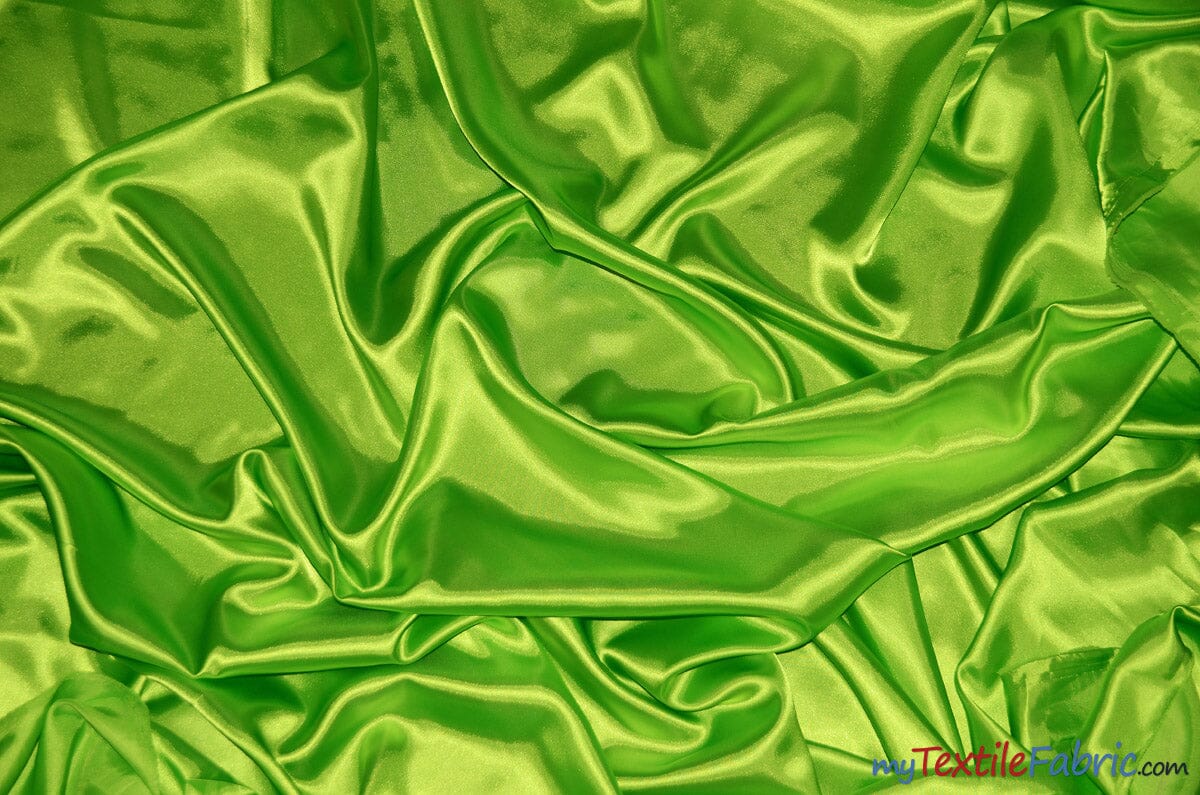 Silky Soft Medium Satin Fabric | Lightweight Event Drapery Satin | 60" Wide | Sample Swatches | Fabric mytextilefabric Sample Swatches Bright Lime 0050 