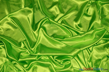Load image into Gallery viewer, Silky Soft Medium Satin Fabric | Lightweight Event Drapery Satin | 60&quot; Wide | Economic Satin by the Wholesale Bolt | Fabric mytextilefabric Bolts Bright Lime 0050 