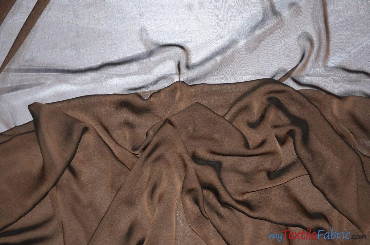 Two Tone Chiffon Fabric | Iridescent Chiffon Fabric | 60" Wide | Clean Edge | Multiple Colors | Continuous Yards | Fabric mytextilefabric Yards Brown Black 