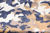 Army Camouflage Satin Print Fabric | Camo Charmeuse Satin | 60" Wide | Fabric mytextilefabric Bolts Brown Camouflage 