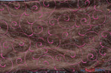 Swirl Organza Fabric | Embroidered Swirl Sheer | 54" Wide | Multiple Colors | Fabric mytextilefabric Yards Brown Fuchsia 