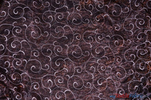 Load image into Gallery viewer, Swirl Organza Fabric | Embroidered Swirl Sheer | 54&quot; Wide | Multiple Colors | Fabric mytextilefabric Yards Brown Pink 