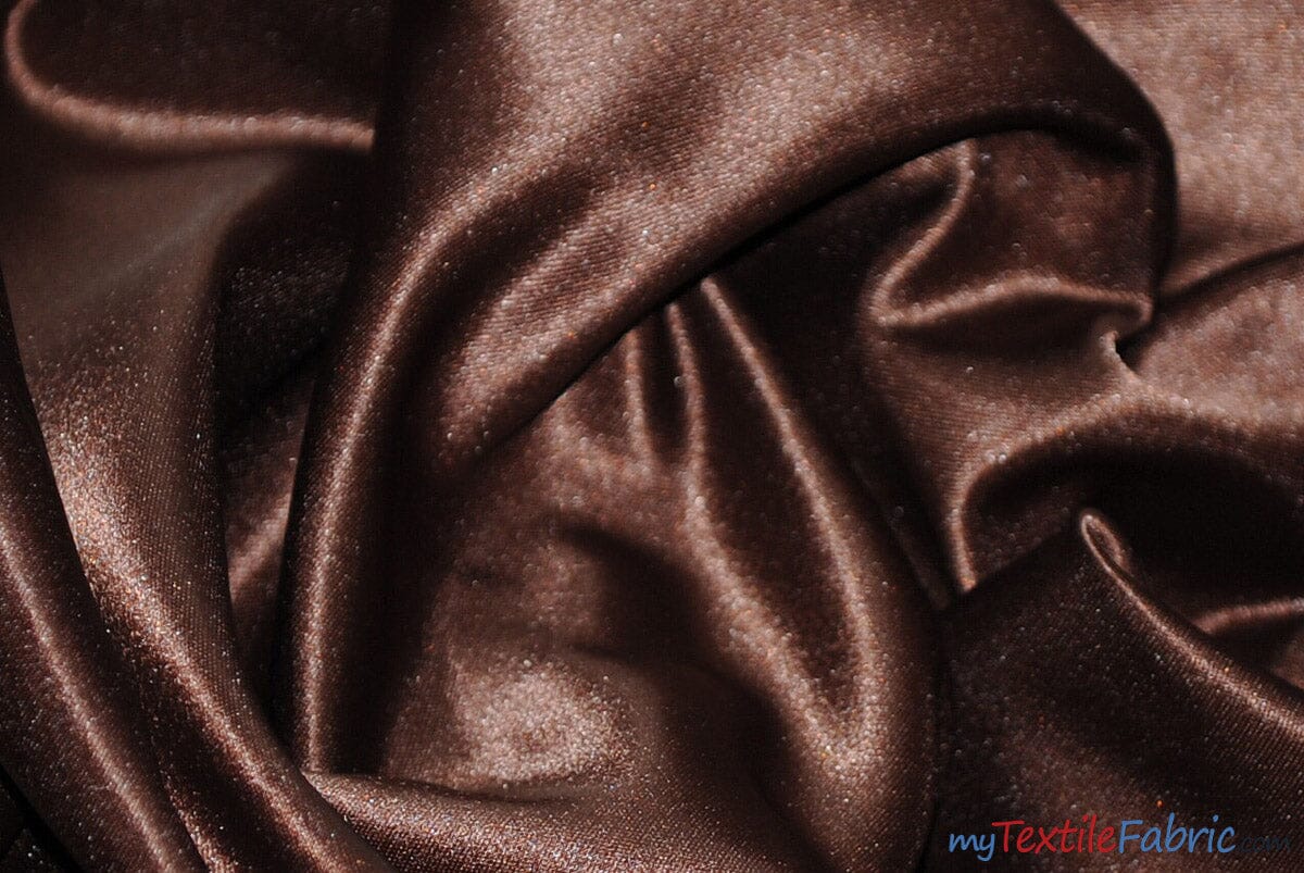 L'Amour Satin Fabric | Polyester Matte Satin | Peau De Soie | 60" Wide | Wholesale Bolt | Wedding Dress, Tablecloth, Multiple Colors | Fabric mytextilefabric Bolts Brown 