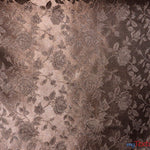 Load image into Gallery viewer, Satin Jacquard | Satin Flower Brocade | 60&quot; Wide | Sold by the Continuous Yard | Fabric mytextilefabric Yards Brown 

