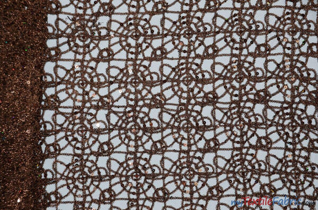 Open Weave Chain Chemical Lace Fabric | 50" Wide | 10 Colors | Fabric mytextilefabric Yards Brown 