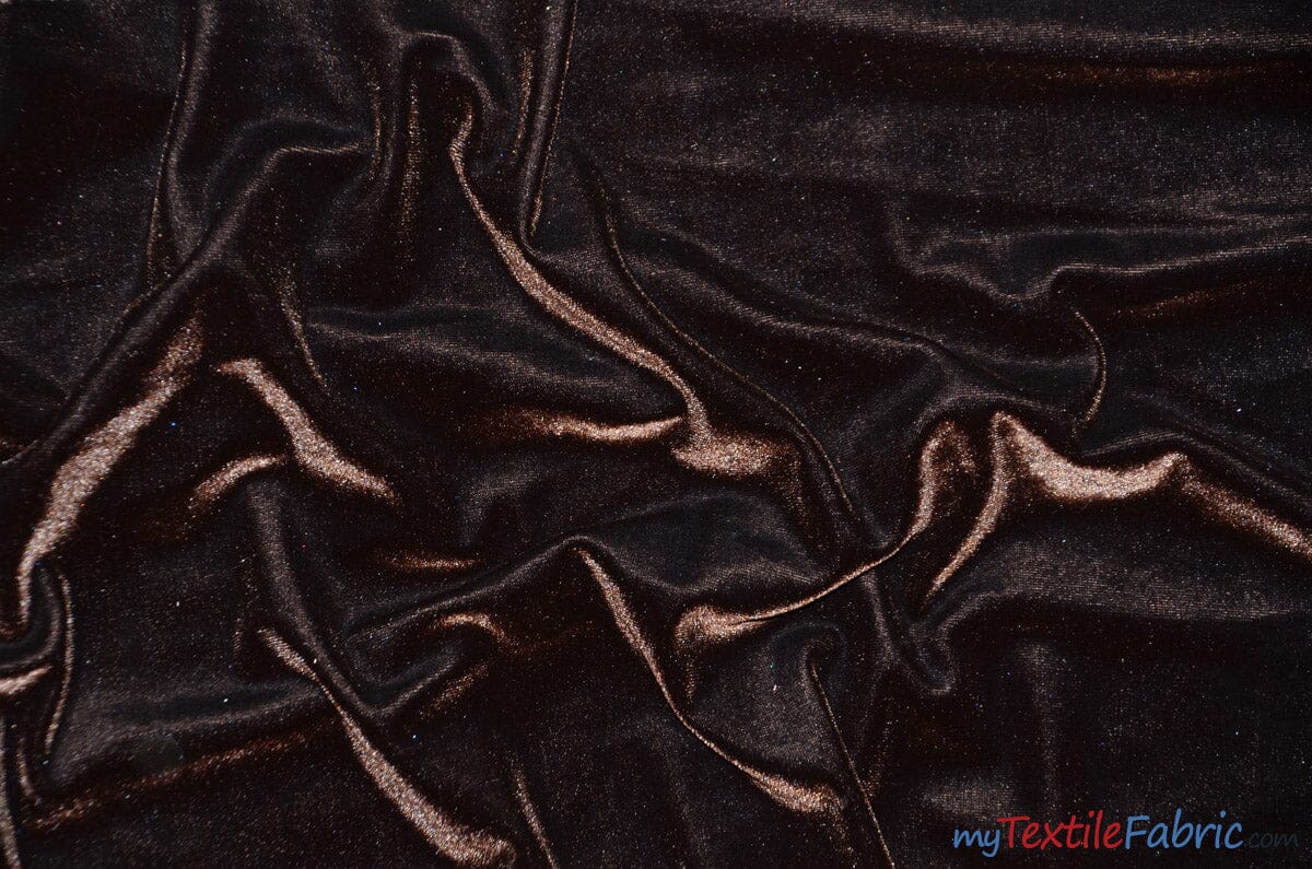 Soft and Plush Stretch Velvet Fabric | Stretch Velvet Spandex | 58" Wide | Spandex Velour for Apparel, Costume, Cosplay, Drapes | Fabric mytextilefabric Yards Brown 