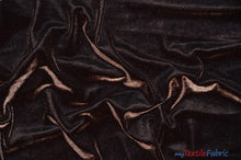 Load image into Gallery viewer, Soft and Plush Stretch Velvet Fabric | Stretch Velvet Spandex | 58&quot; Wide | Spandex Velour for Apparel, Costume, Cosplay, Drapes | Fabric mytextilefabric Yards Brown 