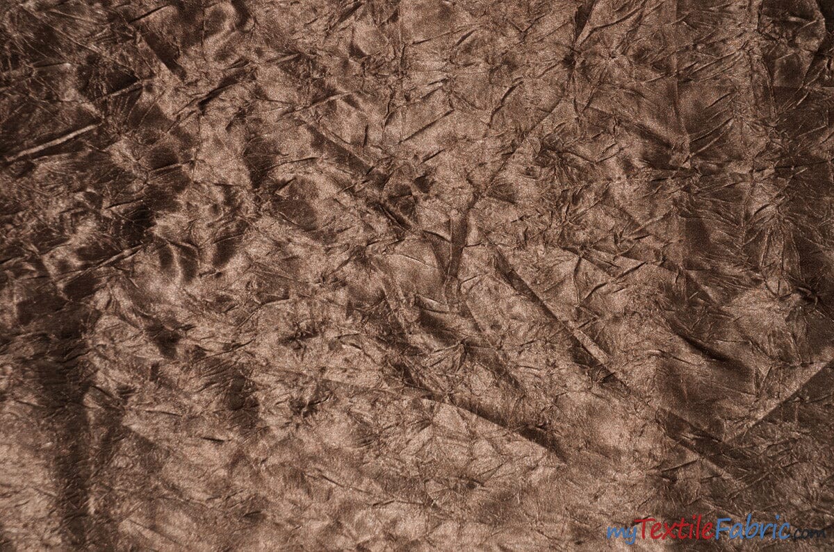 Silky Crush Satin | Crush Charmeuse Bichon Satin | 54" Wide | Continuous Yards | Multiple Colors | Fabric mytextilefabric Yards Brown 