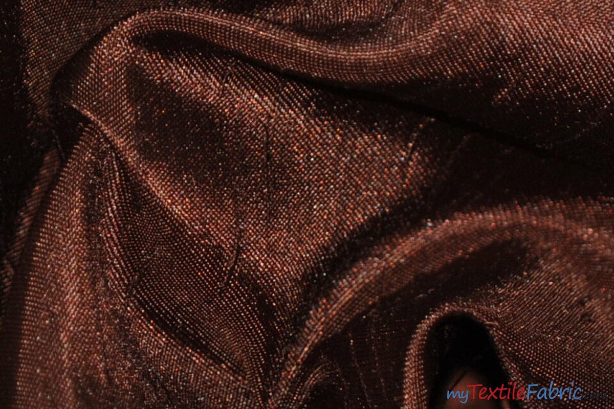 Shantung Satin Fabric | Satin Dupioni Silk Fabric | 60" Wide | Multiple Colors | Continuous Yards | Fabric mytextilefabric Yards Brown 
