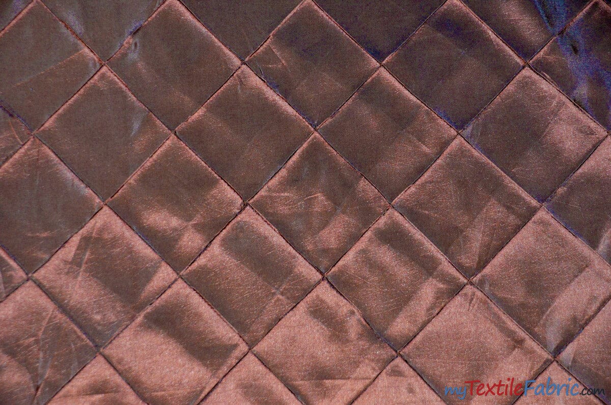 Taffeta Pintuck Fabric | 4"x4" Diamond | Diamond Taffeta Fabric | 58" Wide | Multiple Colors | Wholesale Bolt | Fabric mytextilefabric Bolts Brown 