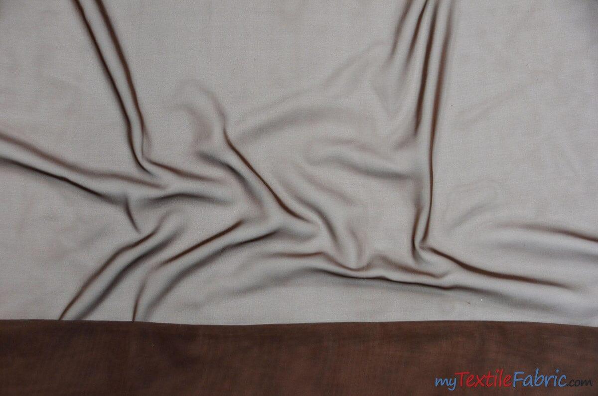 Chiffon Fabric | Super Soft & Flowy | 60" Wide | By the Continuous Yard | Multiple Colors | Fabric mytextilefabric Yards Brown 