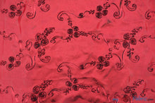 Load image into Gallery viewer, Ribbon Taffeta Fabric | Ribbon Cord Taffeta Embroidery | 54&quot; Wide | Multiple Colors | Fabric mytextilefabric Yards Burgundy 