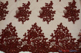 Camilla Embroidery Fabric | Bridal Lace Design YX 1098 | 52" Wide | Fabric mytextilefabric Yards Burgundy 