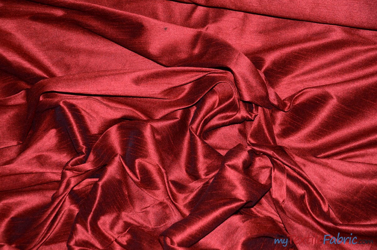 Polyester Silk Fabric | Faux Silk | Polyester Dupioni Fabric | Sample Swatch | 54" Wide | Multiple Colors | Fabric mytextilefabric Sample Swatches Burgundy 
