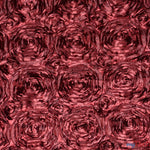 Load image into Gallery viewer, Rosette Satin Fabric | Wedding Satin Fabric | 54&quot; Wide | 3d Satin Floral Embroidery | Multiple Colors | Wholesale Bolt | Fabric mytextilefabric Bolts Burgundy 
