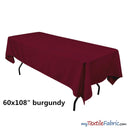 60" x 108" Banquet Polyester Tablecloth | Sold By Piece or Wholesale Box | Fabric mytextilefabric By Piece Burgundy 