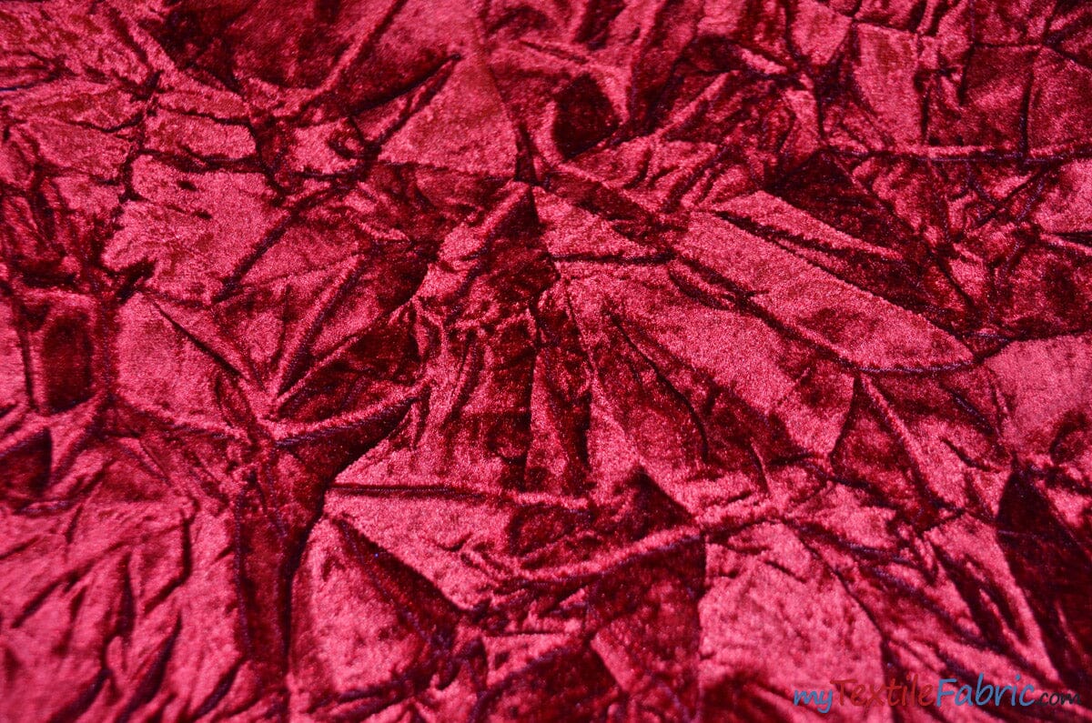 Crushed Triple Velvet | Crush Velvet Fabric | 45" Wide | Original Crushed Plush Velvet | Multiple Colors | Fabric mytextilefabric Yards Burgundy 