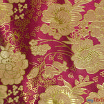 Load image into Gallery viewer, Oriental Metallic Flower Brocade | Metallic Brocade B23 | 58&quot; Wide | Chinese Brocade Fabric | Fabric mytextilefabric Yards Burgundy 
