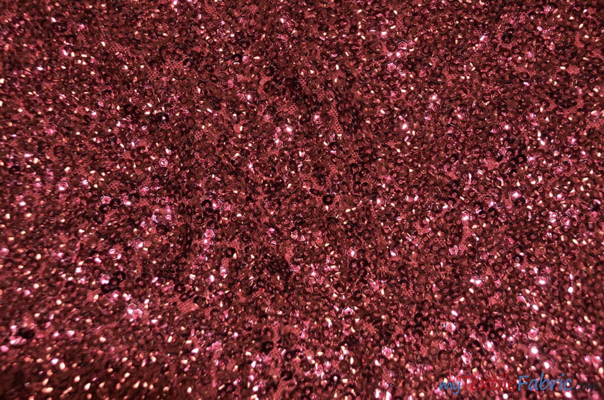 Gatsby Sequins Fabric | 6mm Flat Sewn Sequins on Mesh | 52" Wide | Multiple Colors | Fabric mytextilefabric Yards Burgundy 