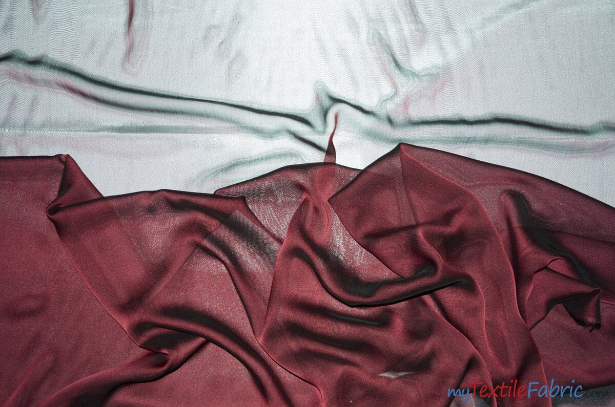 Two Tone Chiffon Fabric | Iridescent Chiffon Fabric | 60" Wide | Clean Edge | Multiple Colors | Wholesale Bolt | Fabric mytextilefabric Bolts Burgundy 