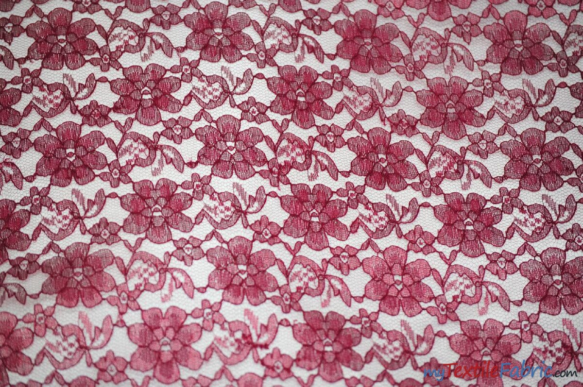 Raschel Lace Fabric | 60" Wide | Vintage Lace Fabric | Bridal Lace, Decoration, Curtain, Tablecloth | Boutique Lace Fabric | Floral Lace Fabric | Fabric mytextilefabric Yards Burgundy 