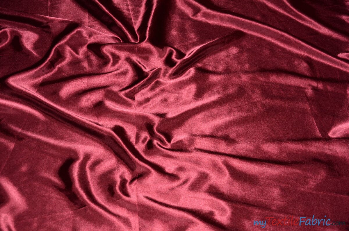 Silky Soft Medium Satin Fabric | Lightweight Event Drapery Satin | 60" Wide | Economic Satin by the Wholesale Bolt | Fabric mytextilefabric Bolts Burgundy 0057 