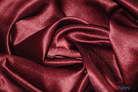 Stretch Matte Satin Peau de Soie Fabric | 60" Wide | Stretch Duchess Satin | Stretch Dull Lamour Satin for Bridal, Wedding, Costumes, Bridesmaid Dress Fabric mytextilefabric Yards Burgundy 