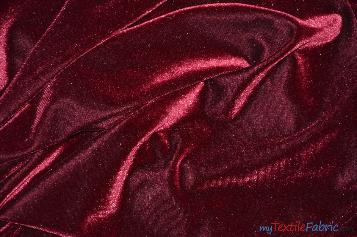 58-60 Red Stretch Velvet Fabric 12 Yards (420gms/yd) Wholesale by The Bolt