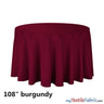 108" Round Polyester Seamless Tablecloth | Sold by Single Piece or Wholesale Box | Fabric mytextilefabric By Piece Burgundy 