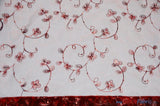 Dahlia Organza Embroidery Fabric | Embroidered Floral Sheer with Sequins Embellishment | 54" Wide | Multiple Colors | Fabric mytextilefabric Yards Burgundy 