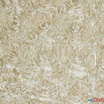 Load image into Gallery viewer, Rosette Satin Fabric | Wedding Satin Fabric | 54&quot; Wide | 3d Satin Floral Embroidery | Multiple Colors | Sample Swatch| Fabric mytextilefabric Sample Swatches Butter 
