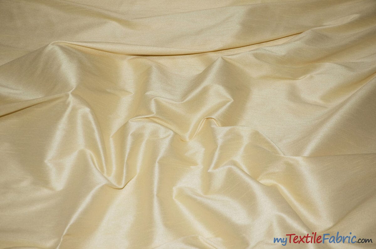 Polyester Silk Fabric | Faux Silk | Polyester Dupioni Fabric | Continuous Yards | 54" Wide | Multiple Colors | Fabric mytextilefabric Yards Butter 