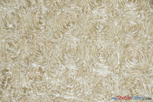 Load image into Gallery viewer, Rosette Satin Fabric | Wedding Satin Fabric | 54&quot; Wide | 3d Satin Floral Embroidery | Multiple Colors | Continuous Yards | Fabric mytextilefabric Yards Butter 