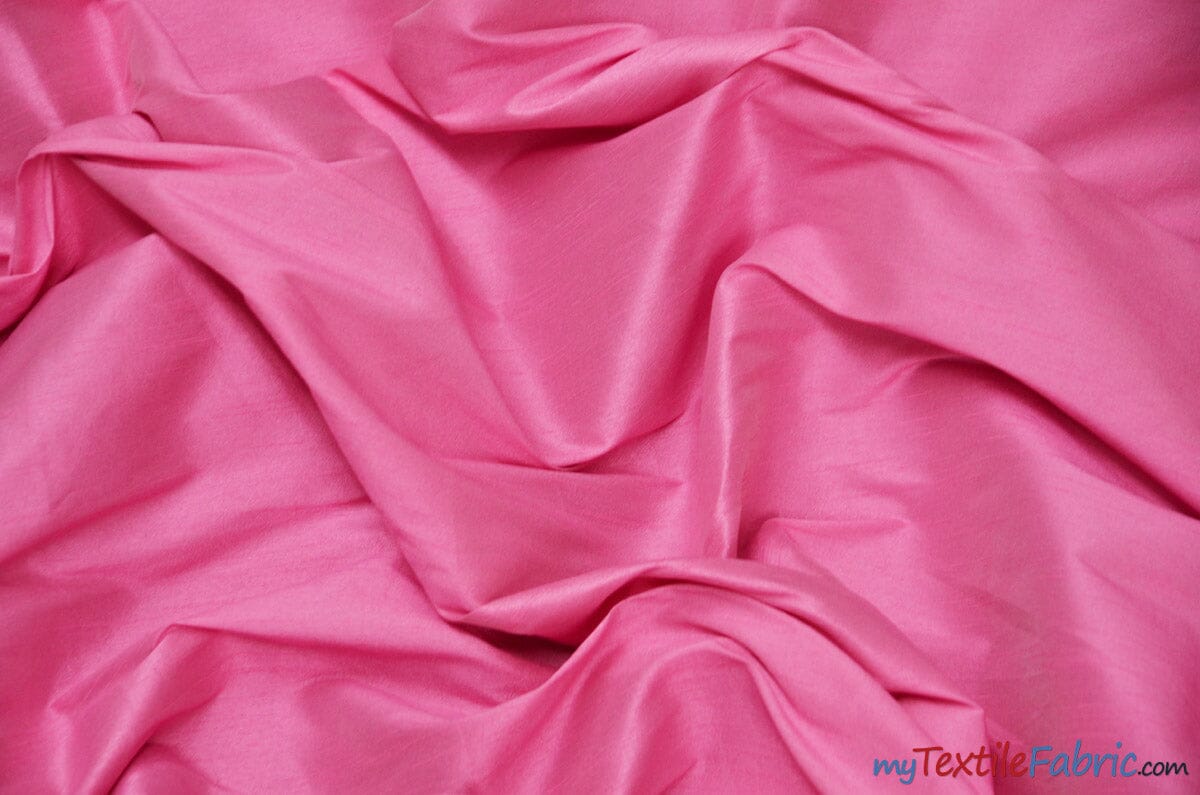 Polyester Silk Fabric | Faux Silk | Polyester Dupioni Fabric | Continuous Yards | 54" Wide | Multiple Colors | Fabric mytextilefabric Yards Candy Pink 