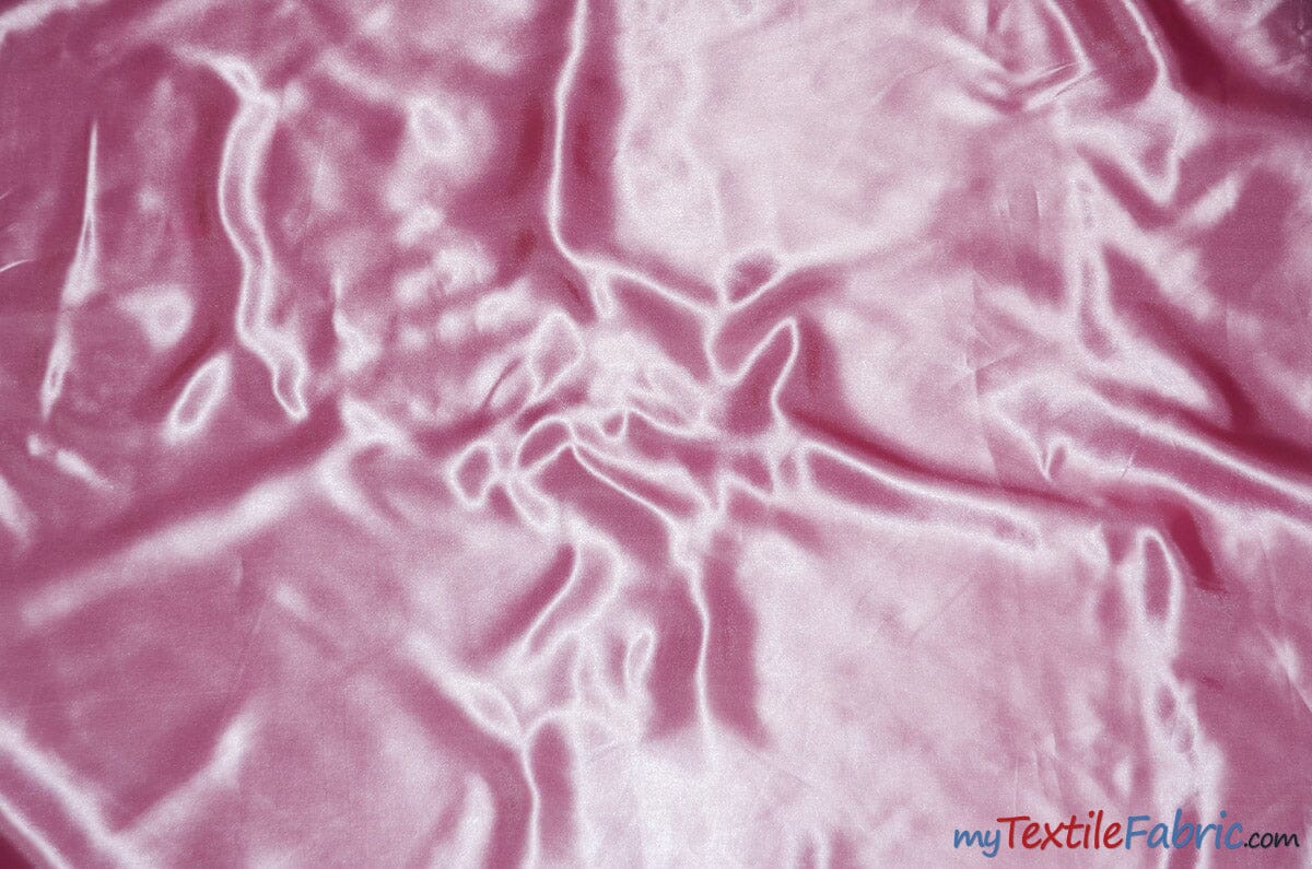 Silky Soft Medium Satin Fabric | Lightweight Event Drapery Satin | 60" Wide | Economic Satin by the Wholesale Bolt | Fabric mytextilefabric Bolts Candy Pink 0066 