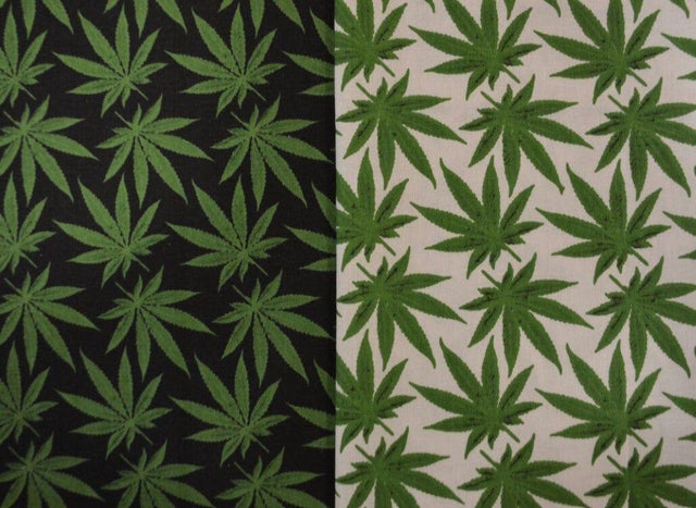 Marijuana Cannabis Leaf Cotton Fabric | 100% Cotton Print | 60" Wide | Ganja Flower Cotton Print | Hemp Leaf Cotton Print | Face Mask, Shirts, Herb Fabric | Fabric mytextilefabric 