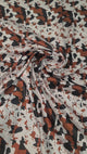 Black Brown Cow Satin Print Fabric | Black Brown Calf Charmeuse Satin | 60" Wide | Super Soft Satin Animal Print |