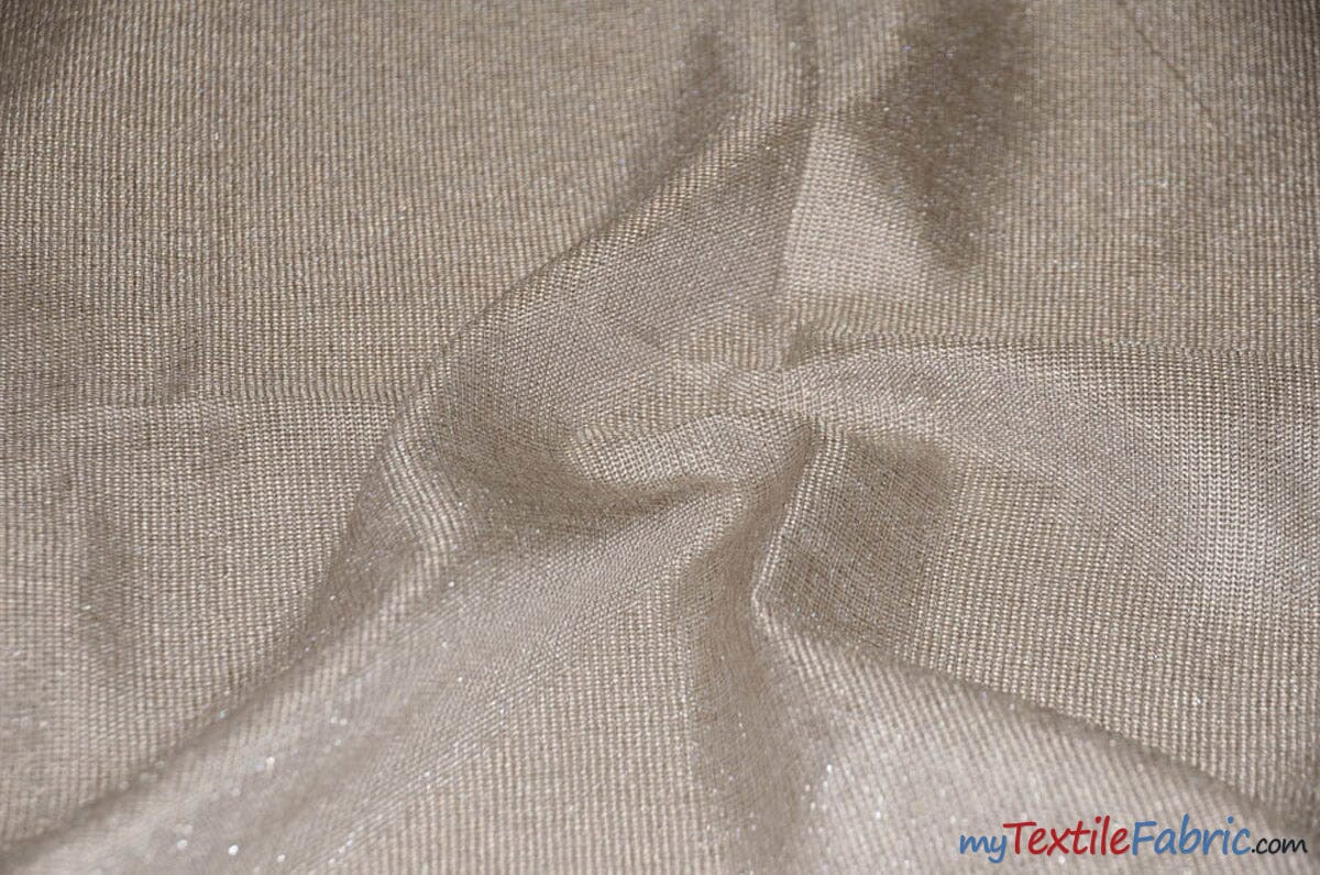 Metallic Vintage Linen Fabric | Imitation Burlap with Metallic Foil | 60" Wide | Washable Burlap Fabric for Decor | Fabric mytextilefabric Yards Champagne Silver 
