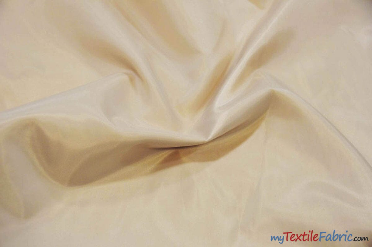 Polyester Silky Habotai Lining | 58" Wide | Super Soft and Silky Poly Habotai Fabric | Continuous Yards | Multiple Colors | Digital Printing, Apparel Lining, Drapery and Decor | Fabric mytextilefabric Yards Champagne 