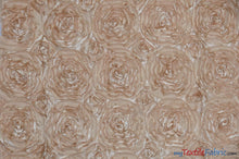 Load image into Gallery viewer, Rosette Satin Fabric | Wedding Satin Fabric | 54&quot; Wide | 3d Satin Floral Embroidery | Multiple Colors | Continuous Yards | Fabric mytextilefabric Yards Champagne 