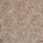 Load image into Gallery viewer, Rosette Satin Fabric | Wedding Satin Fabric | 54&quot; Wide | 3d Satin Floral Embroidery | Multiple Colors | Continuous Yards | Fabric mytextilefabric Yards Champagne 
