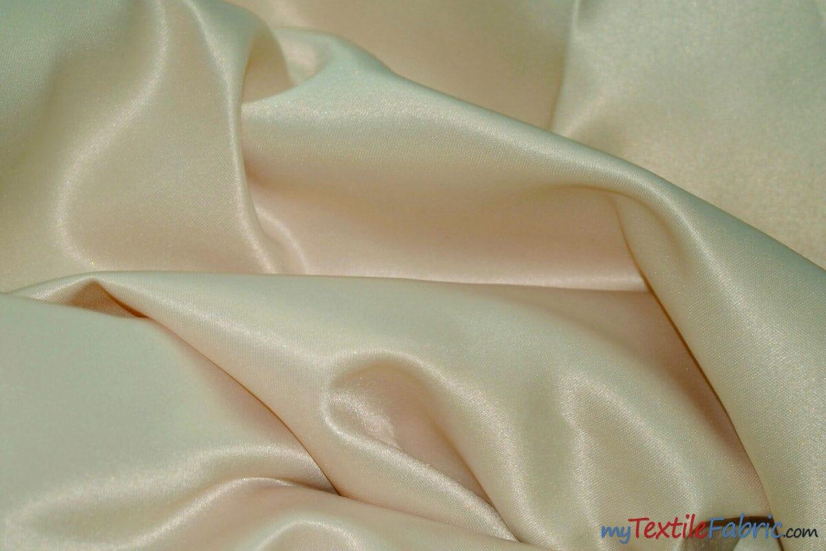 L'Amour Satin Fabric | Polyester Matte Satin | Peau De Soie | 60" Wide | Continuous Yards | Wedding Dress, Tablecloth, Multiple Colors | Fabric mytextilefabric Yards Champagne 