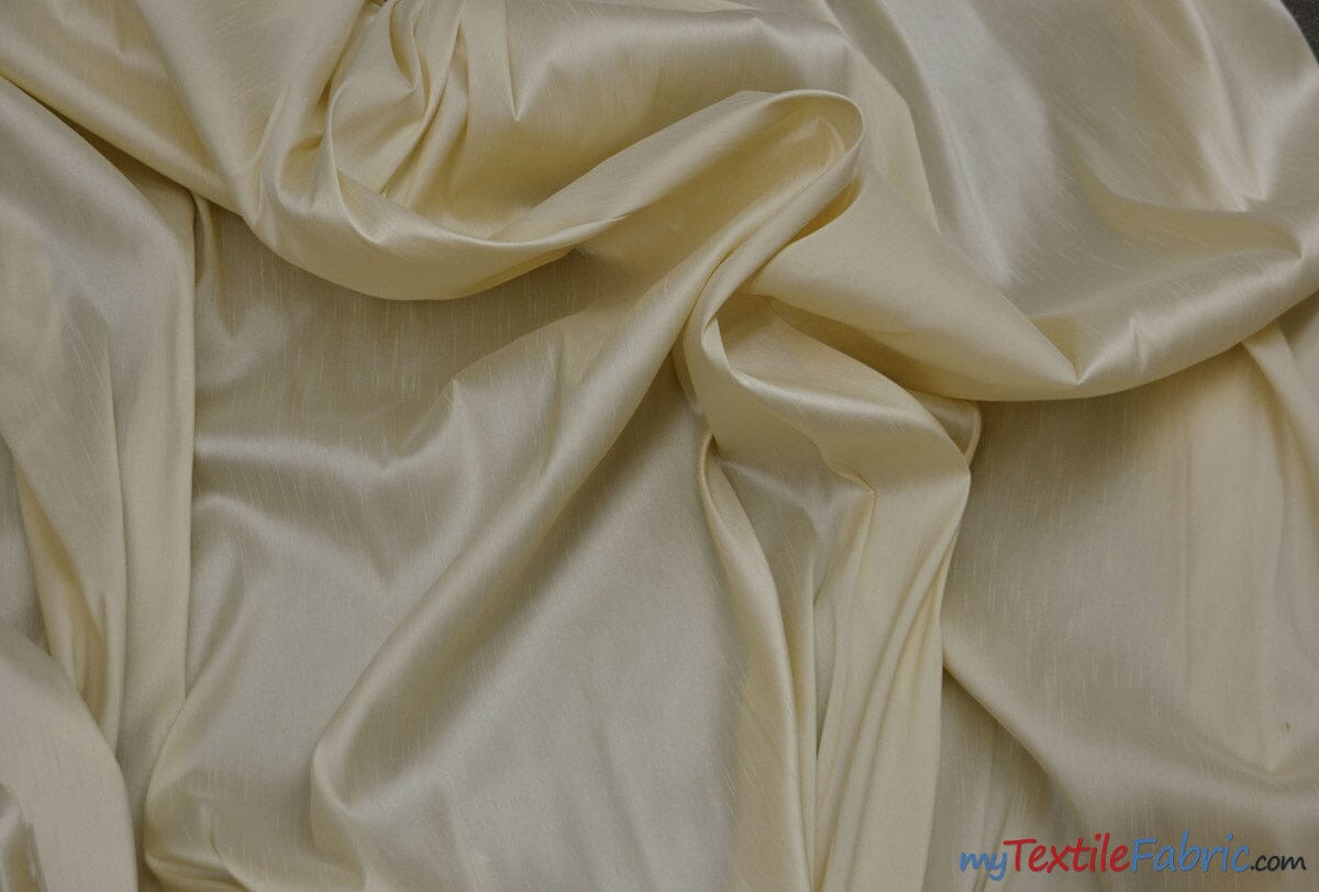 Polyester Silk Fabric | Faux Silk | Polyester Dupioni Fabric | Continuous Yards | 54" Wide | Multiple Colors | Fabric mytextilefabric Yards Champagne 