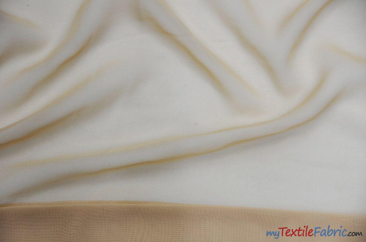 Chiffon Fabric | Super Soft & Flowy | 60" Wide | By the Continuous Yard | Multiple Colors | Fabric mytextilefabric Yards Champagne 